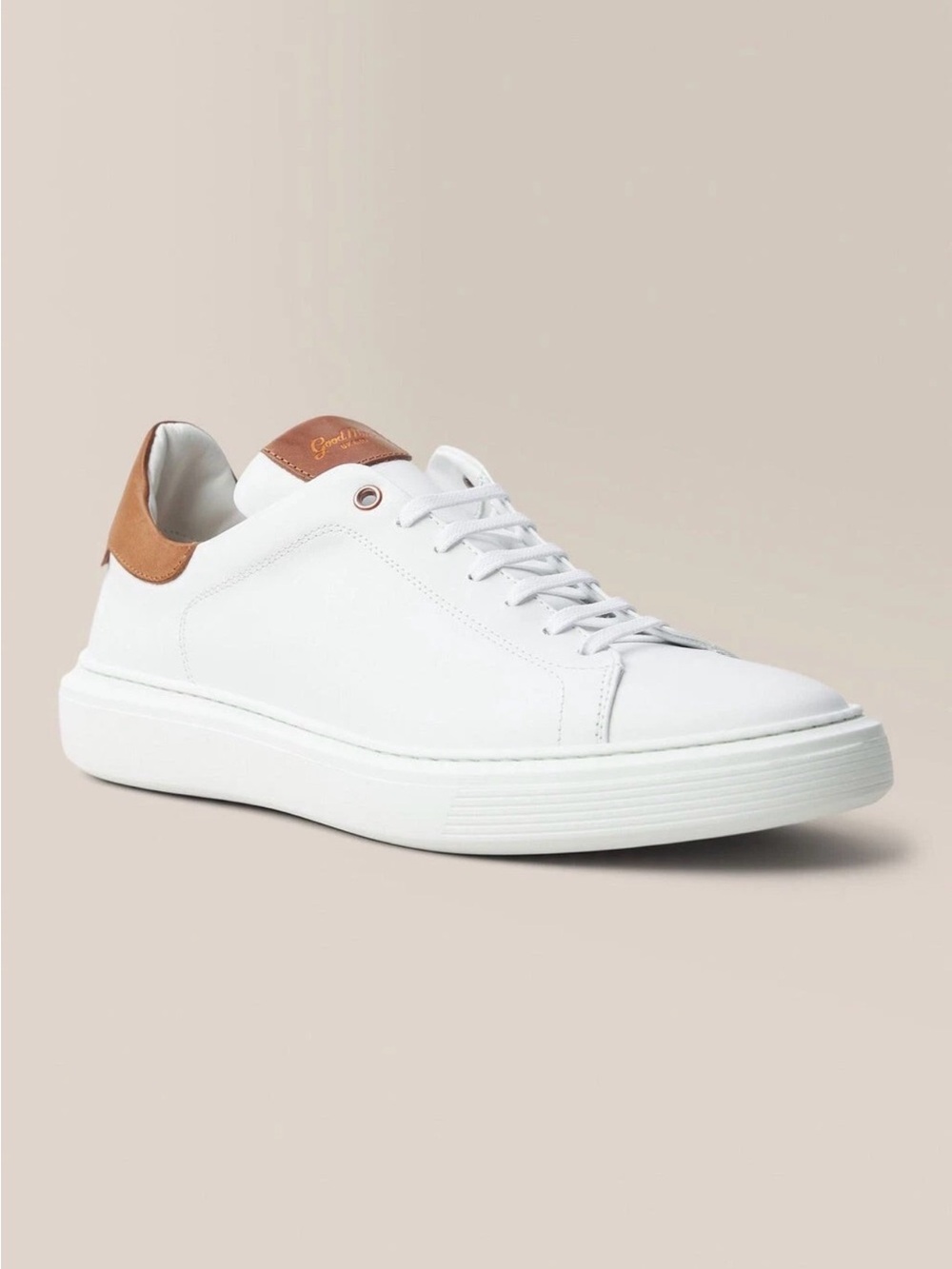 Good Man Brand Men’s Italian Leather Low Top Sneakers White Size 16 Lace Up EUC
